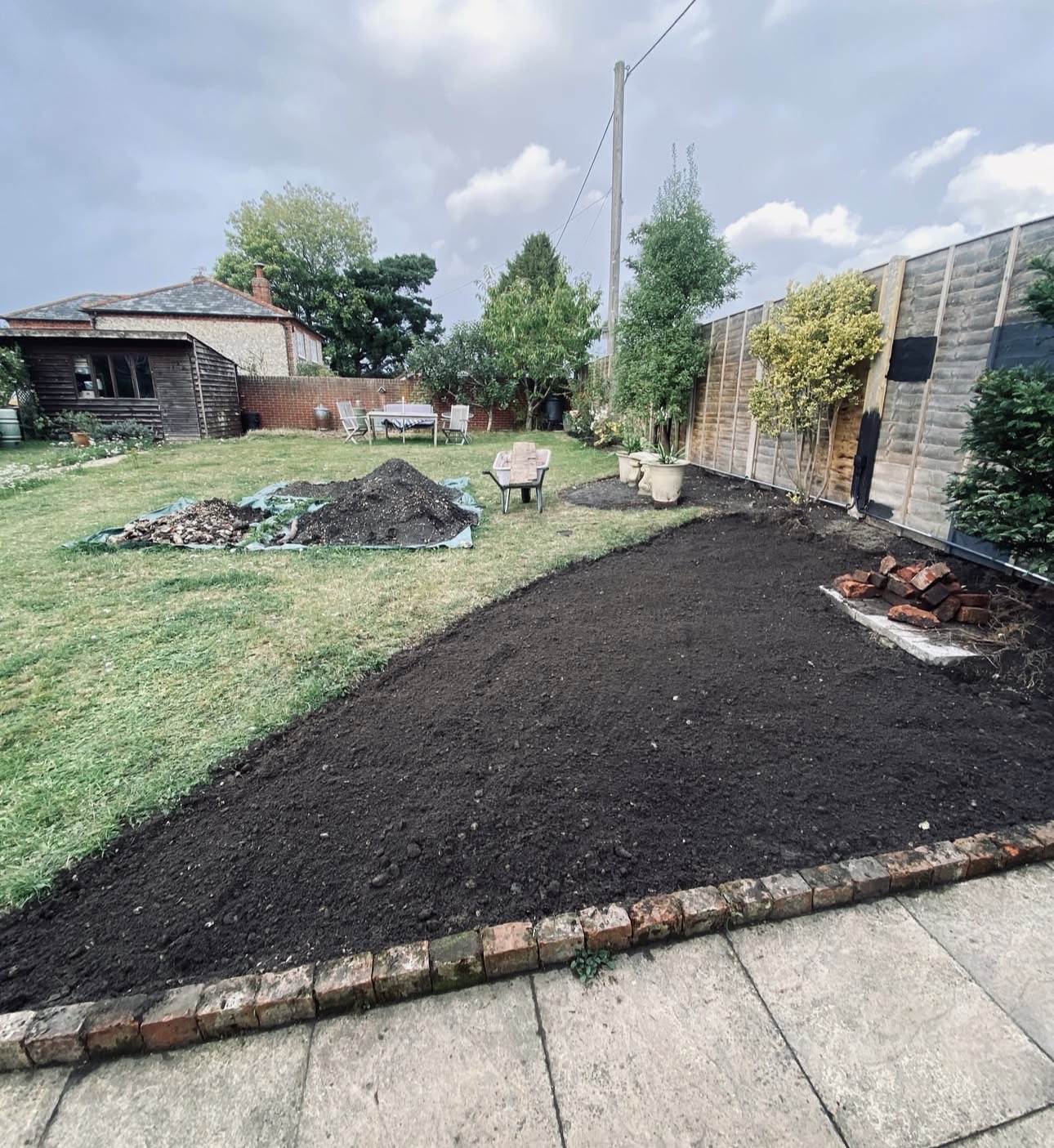 A freshly prepared garden border, ready for planting